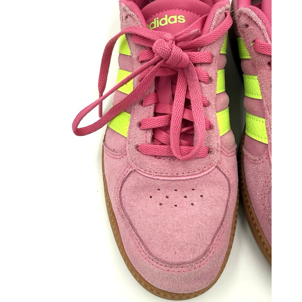 Adidas Breaknet Sleek Womens Sneakers Pink Neon Yellow Suede Gum Sole Size 6.5 - Picture 5 of 12